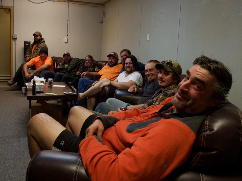 The workers from Tennessee in the chill out room of the camp