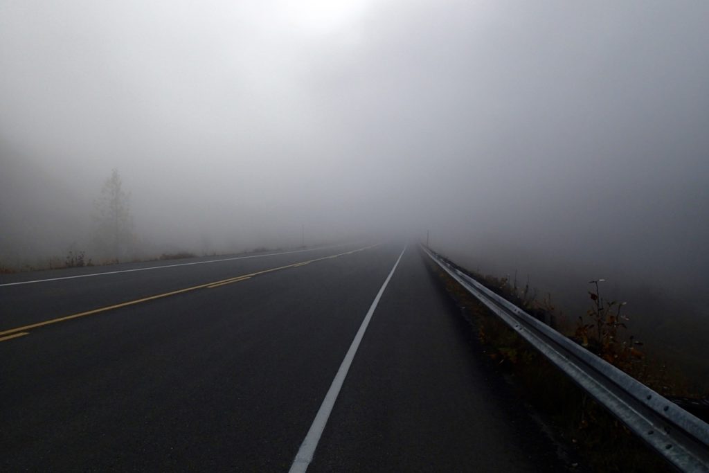 Very foggy on the road